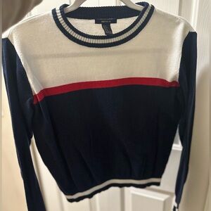 Forever 21 Navy, White, and Red Crew Neck Sweater
